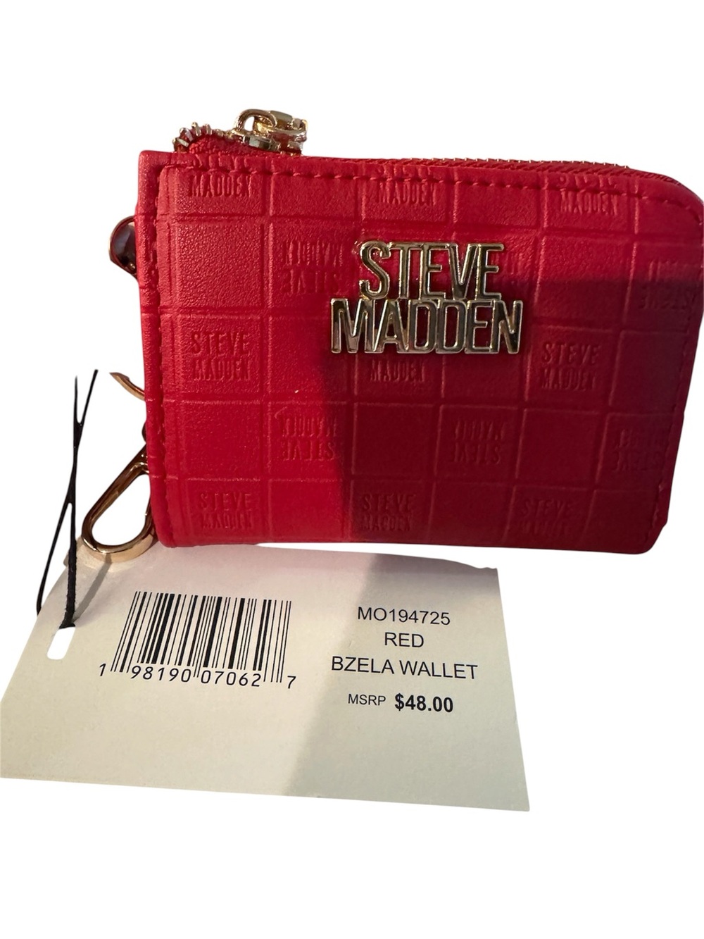 Steve Madden Red Keychain Wallet NWT | Zip‑Around | Embossed Logo | Giftable